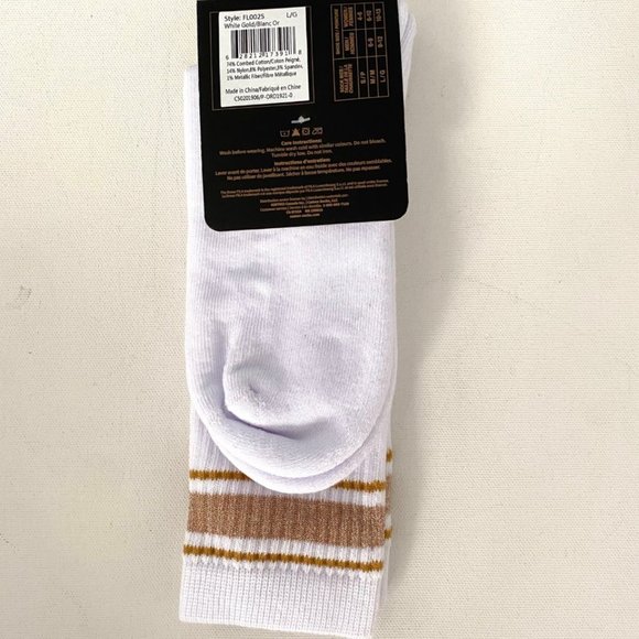 FILA FL0025 Crew Socks White/Gold - Picture 2 of 2